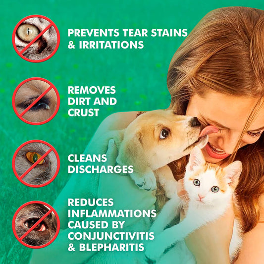 Arava Pet Eye Wipes for Dogs Cats Puppies & Kittens 100 Count