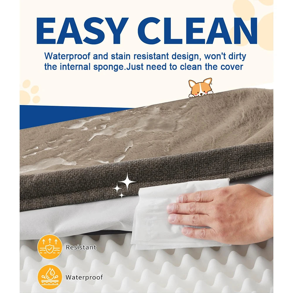 Large Dog Orthopedic Bed Eco-Friendly Egg-Crate Foam Washable Removable Cover Solid Waterproof Lining Bottom Support for Pets