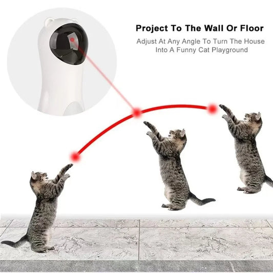 Cat Laser Toy Automatic Teaser Laser LED Kitten Interactive Training Entertaining Multi-Angle Adjustable USB Charge