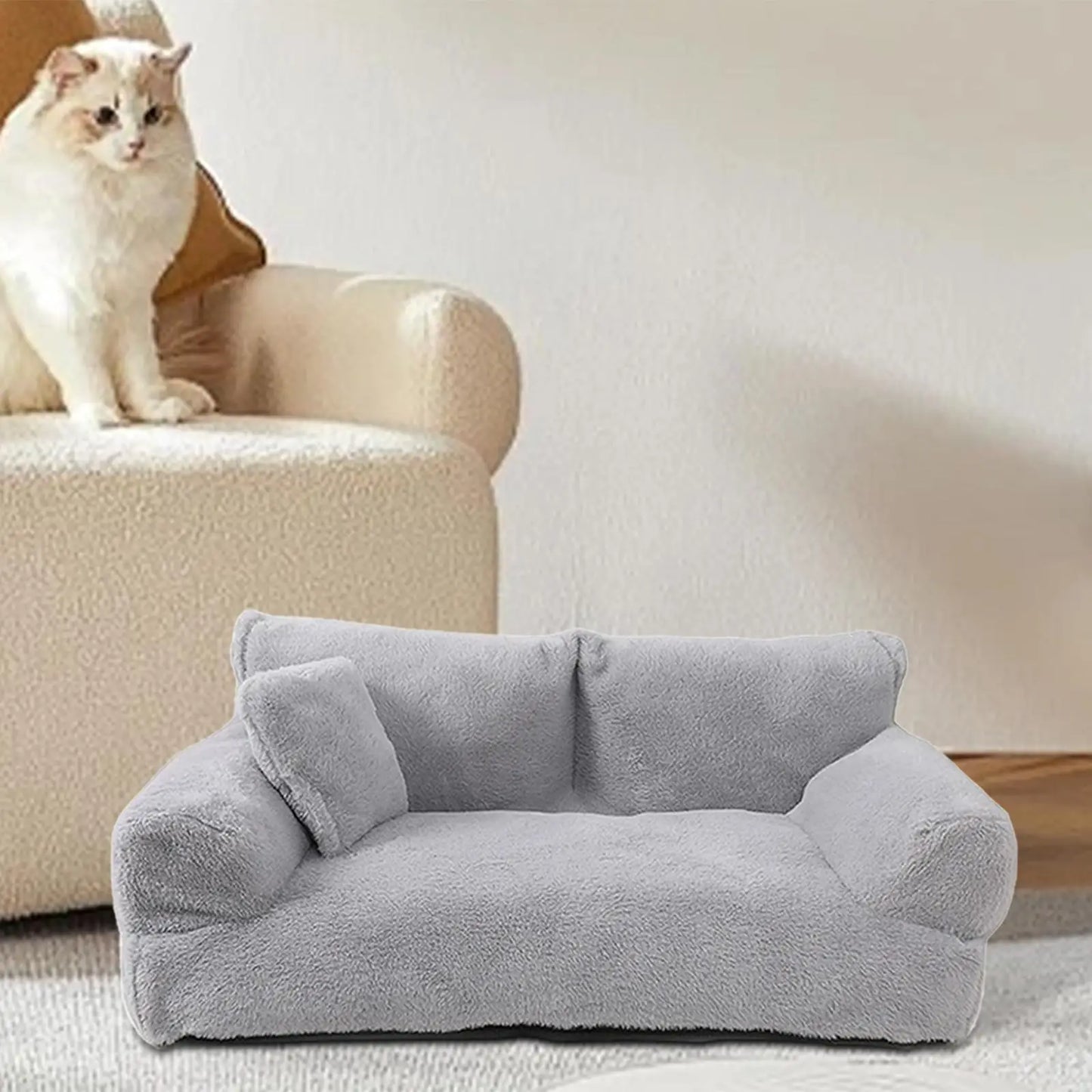 Pet Sofa Soft Plush Anti Slip Bottom Warm Pet Supplies Rectangle Versatile Wear Resistant with Removable Cover for Dog Cat Pet