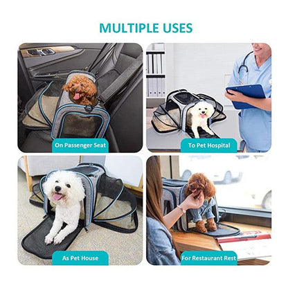 Pet Travel Haven: Expandable And Reflective Cat Carrier For Safe And