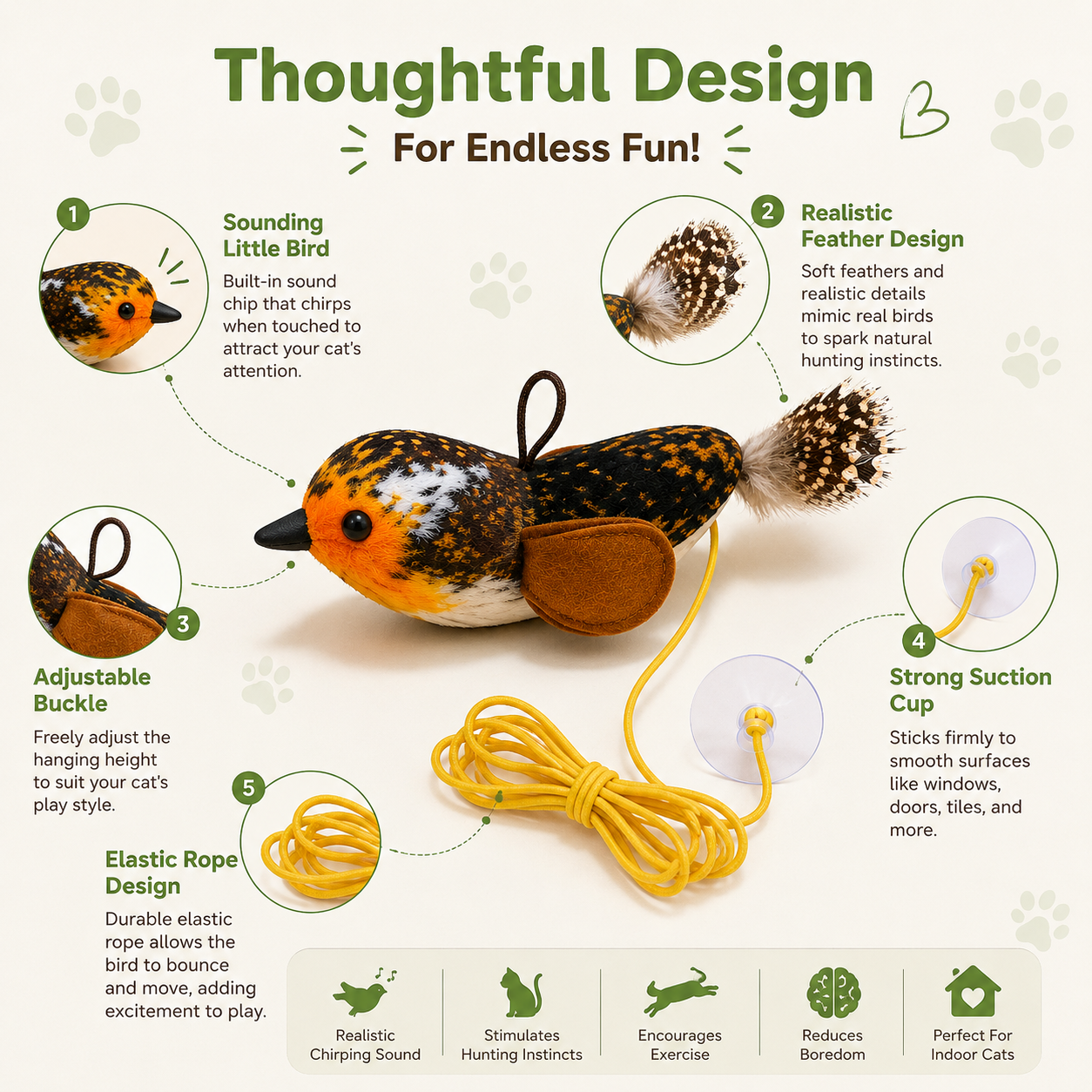 Interactive Bird Toy for Indoor Cats