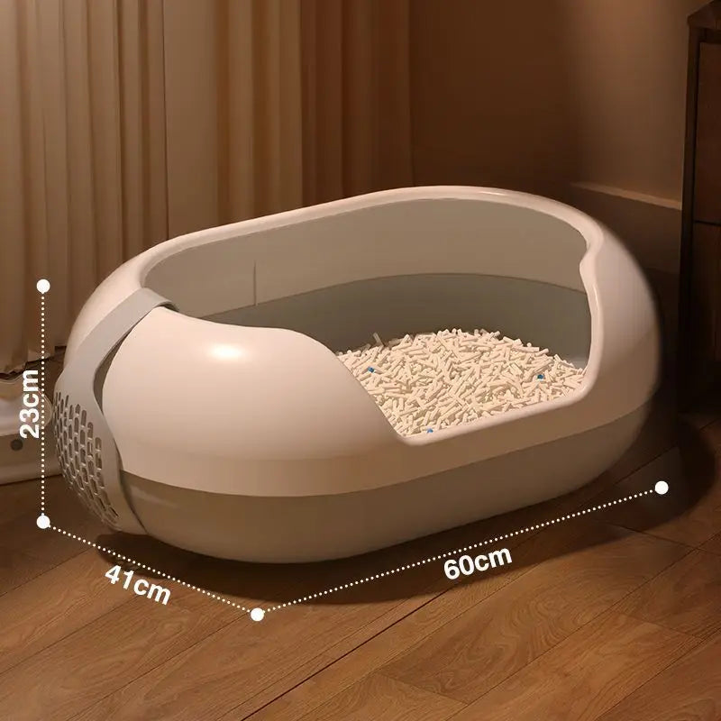 Oversized Anti-Splash Cat Litter Box Semi-Closed PP and Plastic Pet Supplies with Sand Closed Cat Toilet