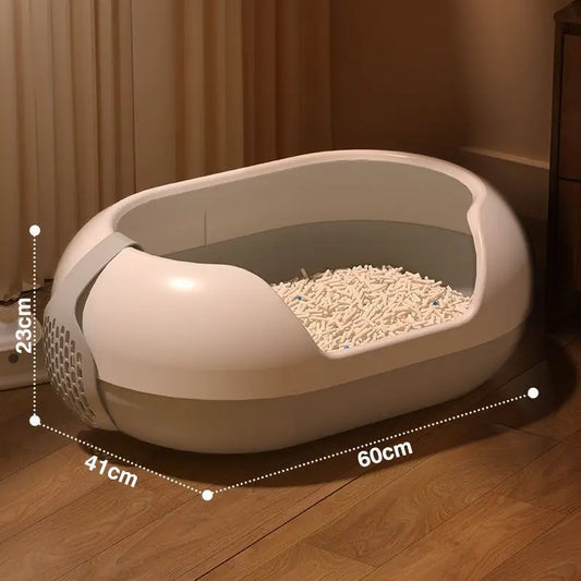 Oversized Anti-Splash Cat Litter Box Semi-Closed PP and Plastic Pet Supplies with Sand Closed Cat Toilet