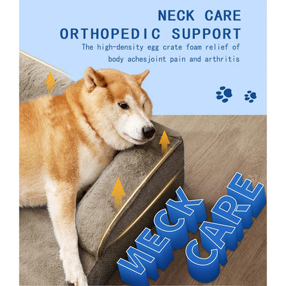 Large Dog Orthopedic Bed Eco-Friendly Egg-Crate Foam Washable Removable Cover Solid Waterproof Lining Bottom Support for Pets