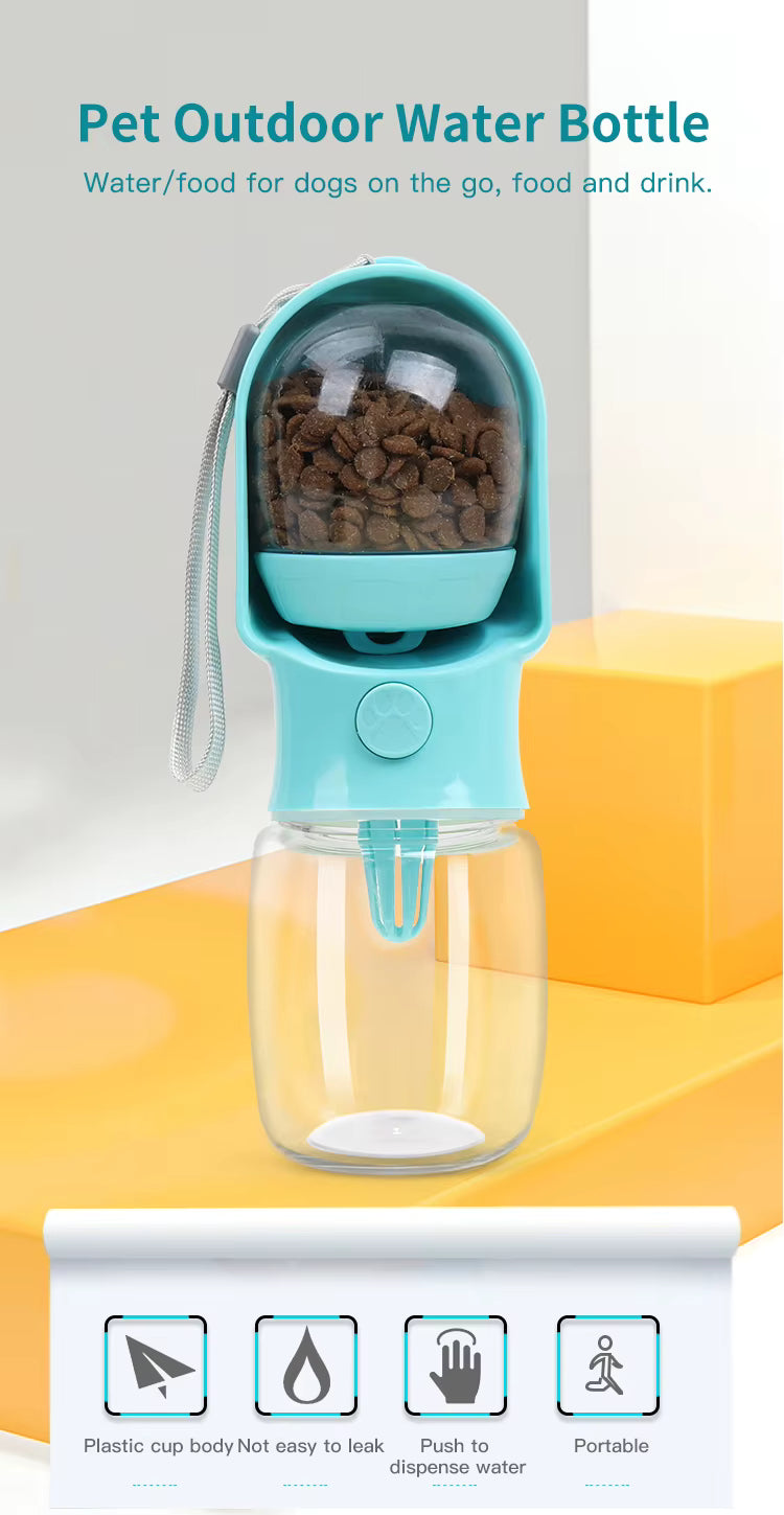 2 in 1 portable pet water bottle and feeder