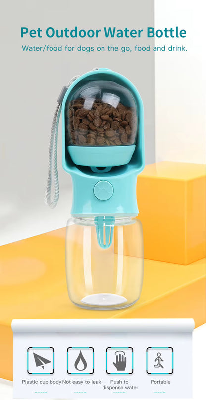 2 in 1 portable pet water bottle and feeder