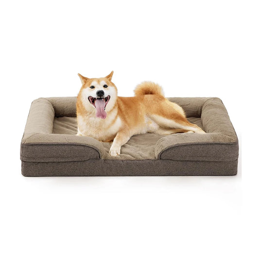 Large Dog Orthopedic Bed Eco-Friendly Egg-Crate Foam Washable Removable Cover Solid Waterproof Lining Bottom Support for Pets