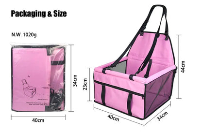 Small Medium Pet Dog Cat Booster Car Seat Waterproof Portable Folding Travel Carrier with Oxford Material and Printed Pattern