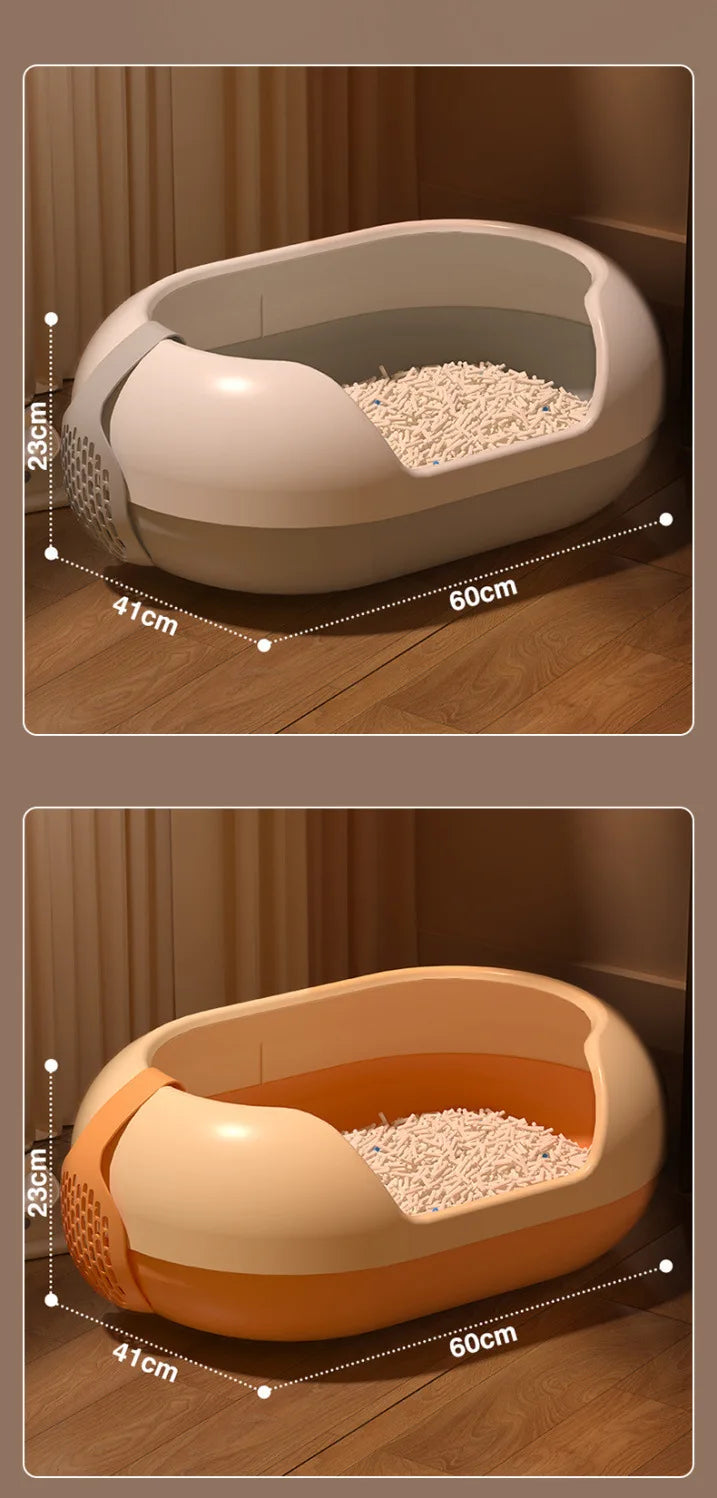 Oversized Anti-Splash Cat Litter Box Semi-Closed PP and Plastic Pet Supplies with Sand Closed Cat Toilet
