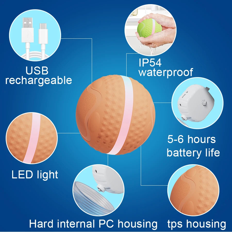 2024 New Automatic Pet Supplies USB Charged Smart Jumping Ball Interactive Pet Dog Ball Toys
