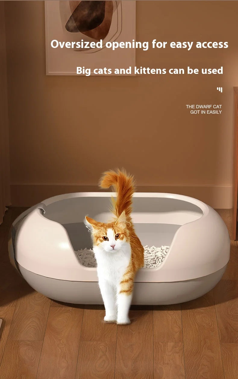 Oversized Anti-Splash Cat Litter Box Semi-Closed PP and Plastic Pet Supplies with Sand Closed Cat Toilet