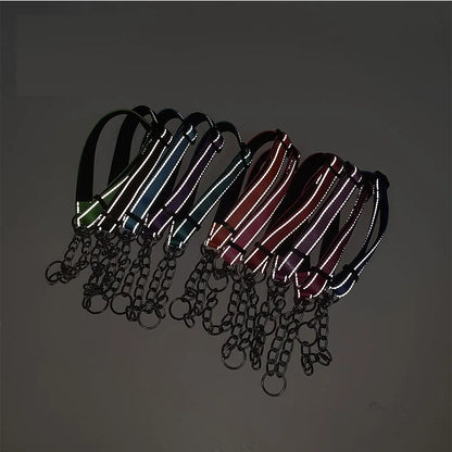 Pet Supplies Nylon Reflective Dog Training Accompanying Soft Dog Necklace P Chain Outdoor Walking Accessories