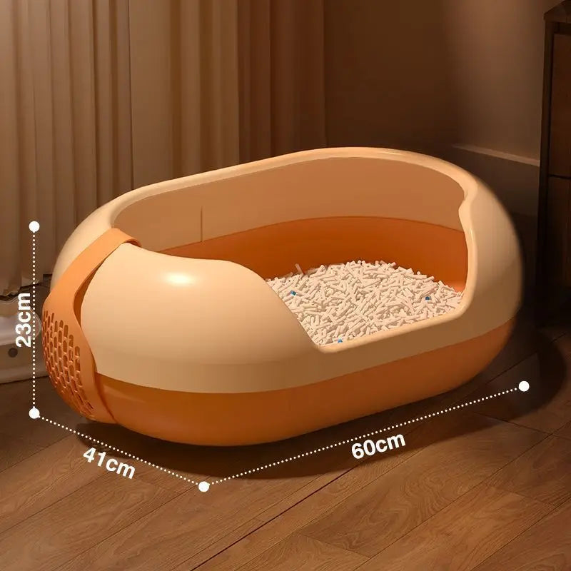 Oversized Anti-Splash Cat Litter Box Semi-Closed PP and Plastic Pet Supplies with Sand Closed Cat Toilet