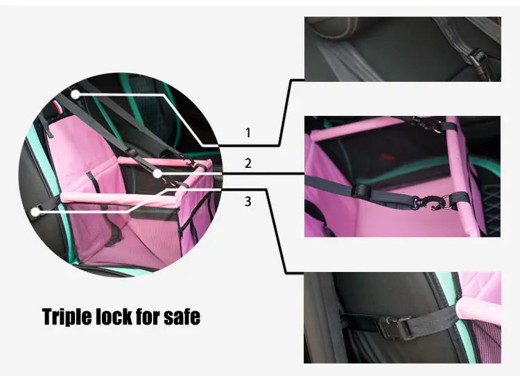 Small Medium Pet Dog Cat Booster Car Seat Waterproof Portable Folding Travel Carrier with Oxford Material and Printed Pattern