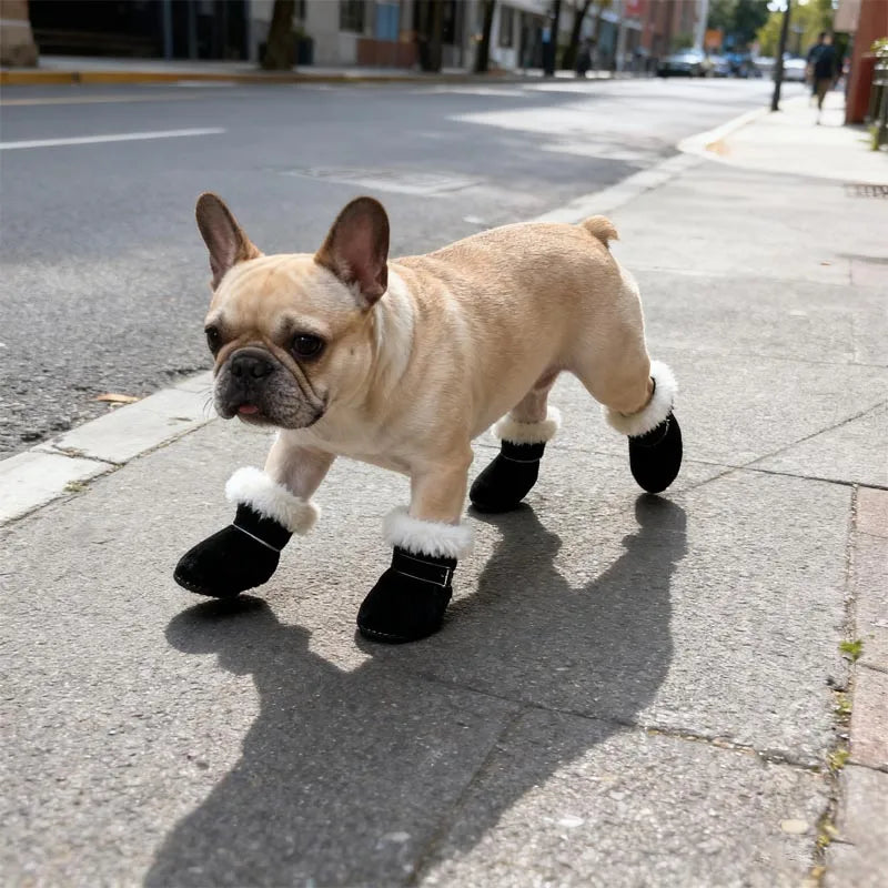 Warm Small Dog Snow Boots Waterproof Suede Paw Protectors Anti Skid Puppy Cat Booties Winter Shoes for Chihuahua Teddy