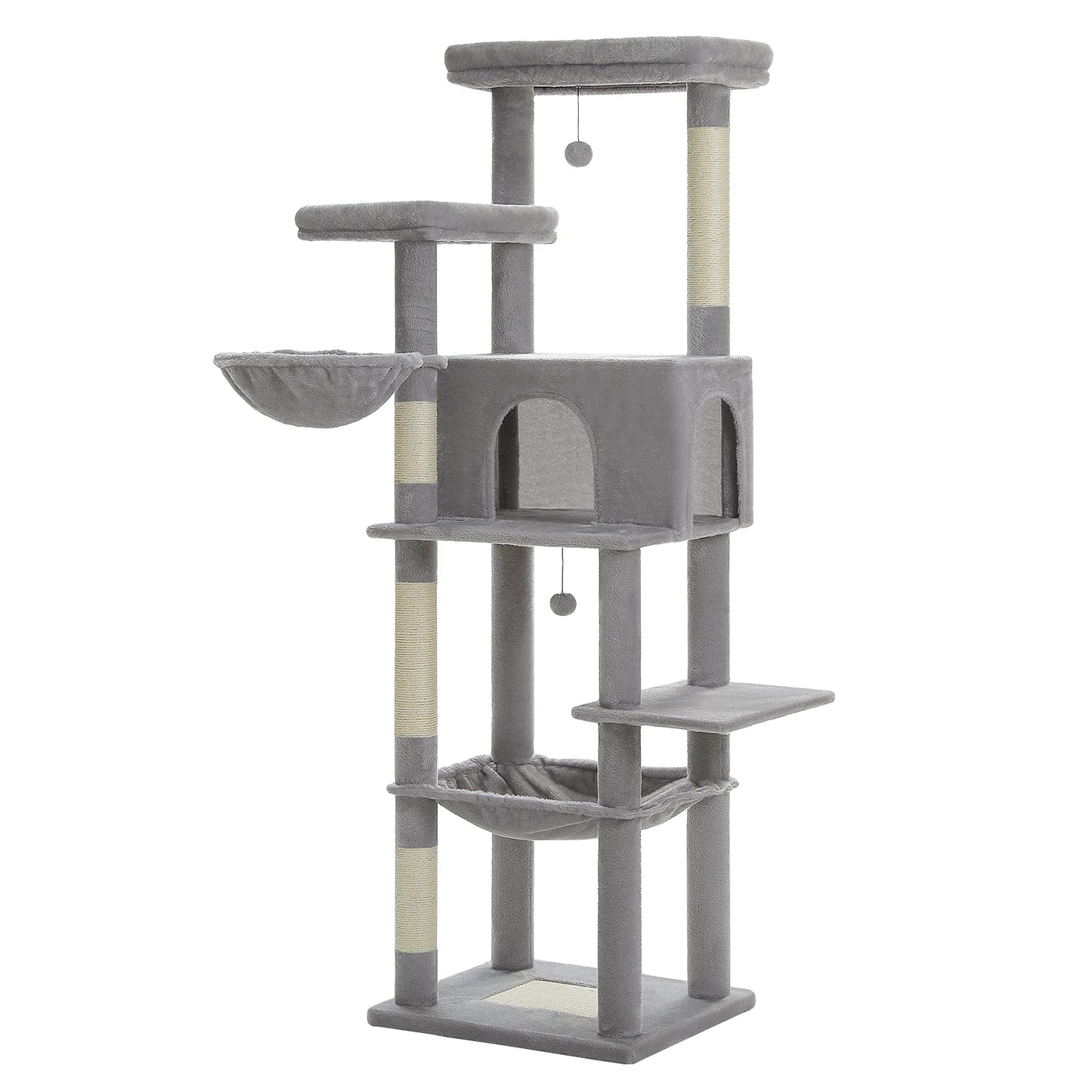 Large Cat Tree for Indoor Cats Multi-Level Cat Tower with Scratching Posts Soft Hammock Large Cat Condo Cat Accessories Cat Toys