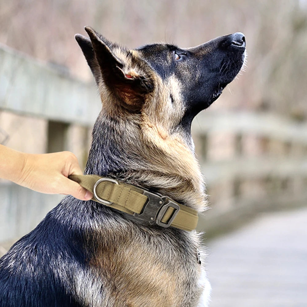 Military Tactical Dog Collar Leash Set Durable Pet Collar Retractable Leash Medium Large Dog German Shepherd Training Accessorie