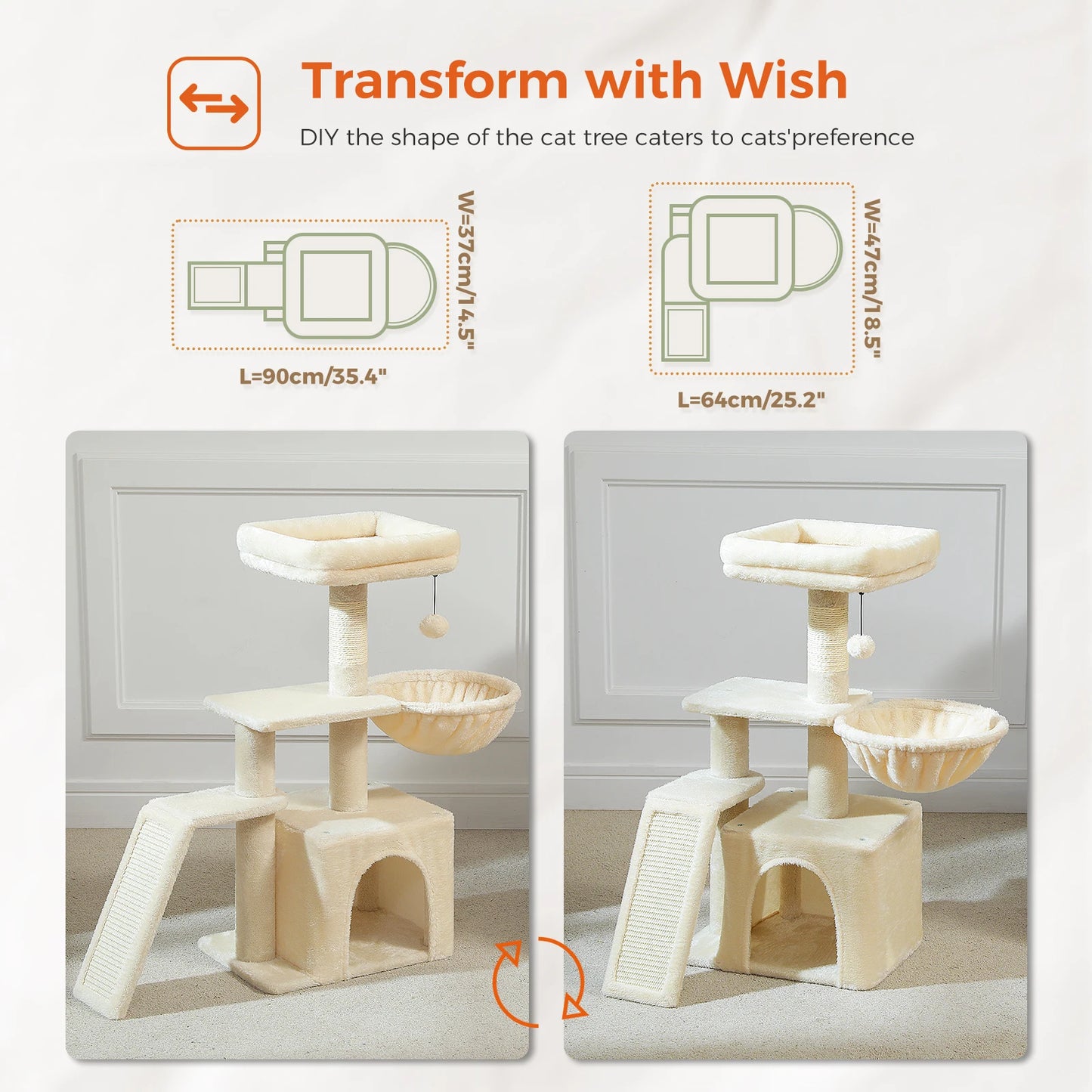 Small Cat Tree Cat Tower with Natural Sisal Scratching Post,Spacious Top Perch,Privite Cat Condo Perfect for Indoor Cats,Cat Toy