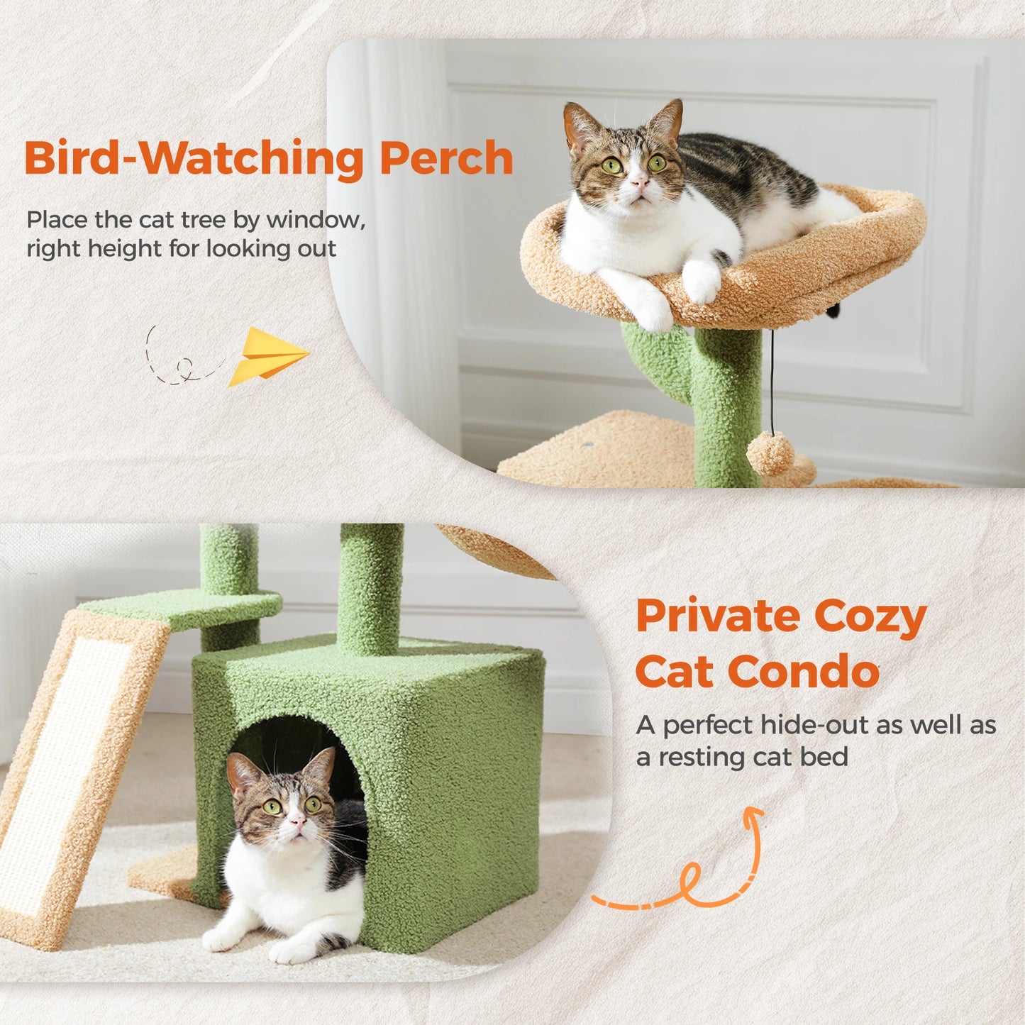 Cat tree Cat Tower for Indoor Cats 2 Styles Cat Activity Tree with Cat Scratching Posts Big Hammock and Removable Top Perch Grey