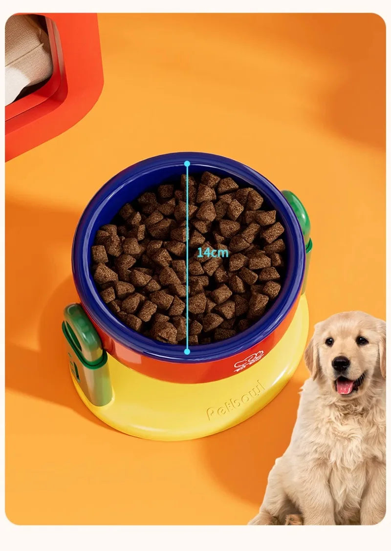 Pet Dog Bowl Lifted Lowered Neck Protection for Cats Dogs Water Bowl Oblique Suction Cup Pet Feeding Tool Dopamine Pet Products