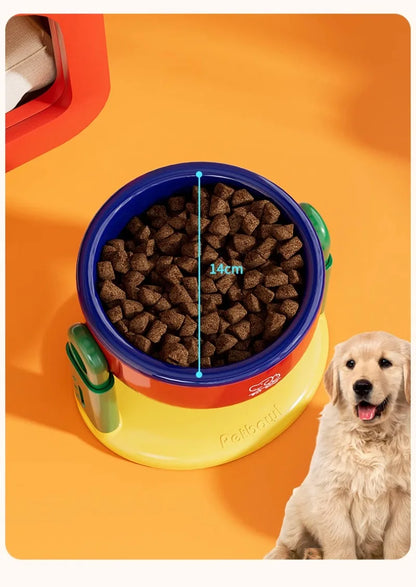 Pet Dog Bowl Lifted Lowered Neck Protection for Cats Dogs Water Bowl Oblique Suction Cup Pet Feeding Tool Dopamine Pet Products