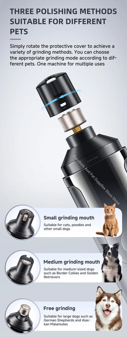 Electric dog nail grinder dog nail trimmer pet nail trimmer cat nail grinder with polishing wheel suitable for small/large pets