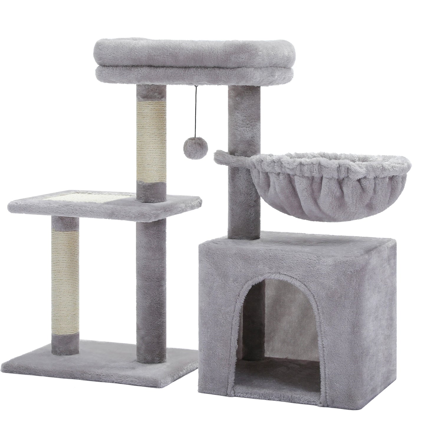 Small Cat Tree Cat Tower with Natural Sisal Scratching Post,Spacious Top Perch,Privite Cat Condo Perfect for Indoor Cats,Cat Toy