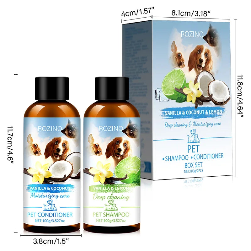Pet Shower Gel and Conditioner Combo Pack, Perfect Clean Shampoo and Conditioner, Chemical Free, for Pets Cats and Dogs