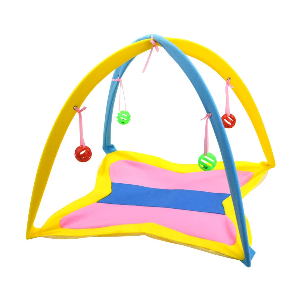 Cat Teasing Tent Bell Ball Foldable Cat Bed Playful Tent Cute Cat Pet Toy Indoor Cat Tent with Hanging Toy Portable Breathable