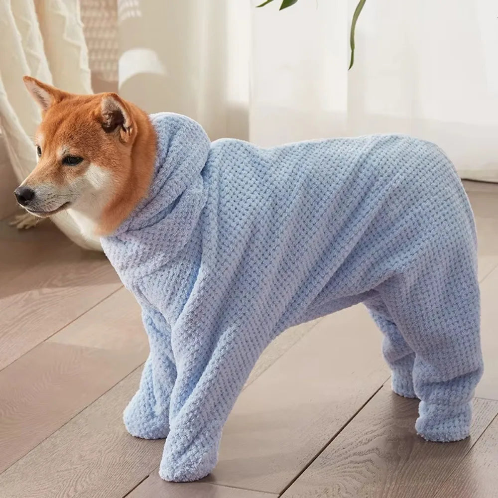 Practical Absorbent Pet Bathing Clothes Full-Coverage Quick-Dry Dog Drying Coat Soft Thickened Pet Bathrobe Winter