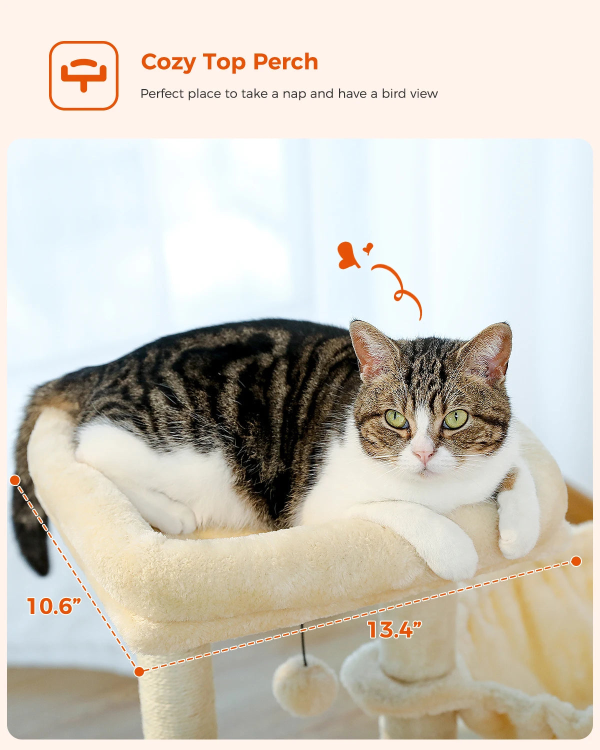 Small Cat Tree Cat Tower with Natural Sisal Scratching Post,Spacious Top Perch,Privite Cat Condo Perfect for Indoor Cats,Cat Toy