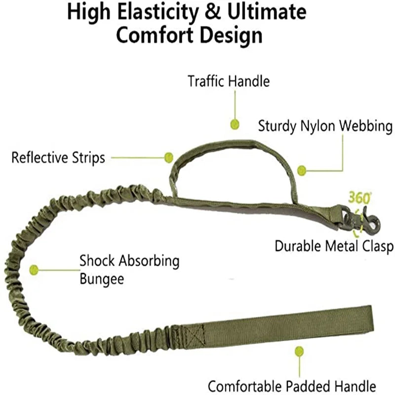 Military Tactical Dog Collar Leash Set Durable Pet Collar Retractable Leash Medium Large Dog German Shepherd Training Accessorie