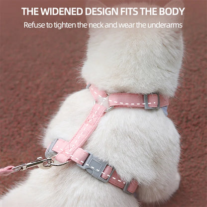 Cat Puppy Outdoor Walking Supplies Fashion Pet Harness and Leash Set for Small Dogs Cats Breathable Durable Kitten Harnesses