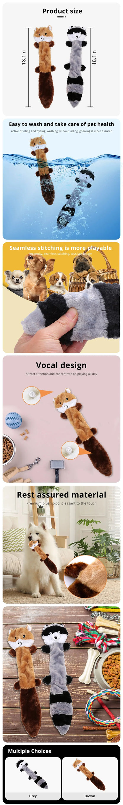 Pet Puppy Supplies Dogs Bite Resistant Sound Toys No Stuffing Plush Squeaky Dogs Chew Toy for Small Medium Large Breed Chewers