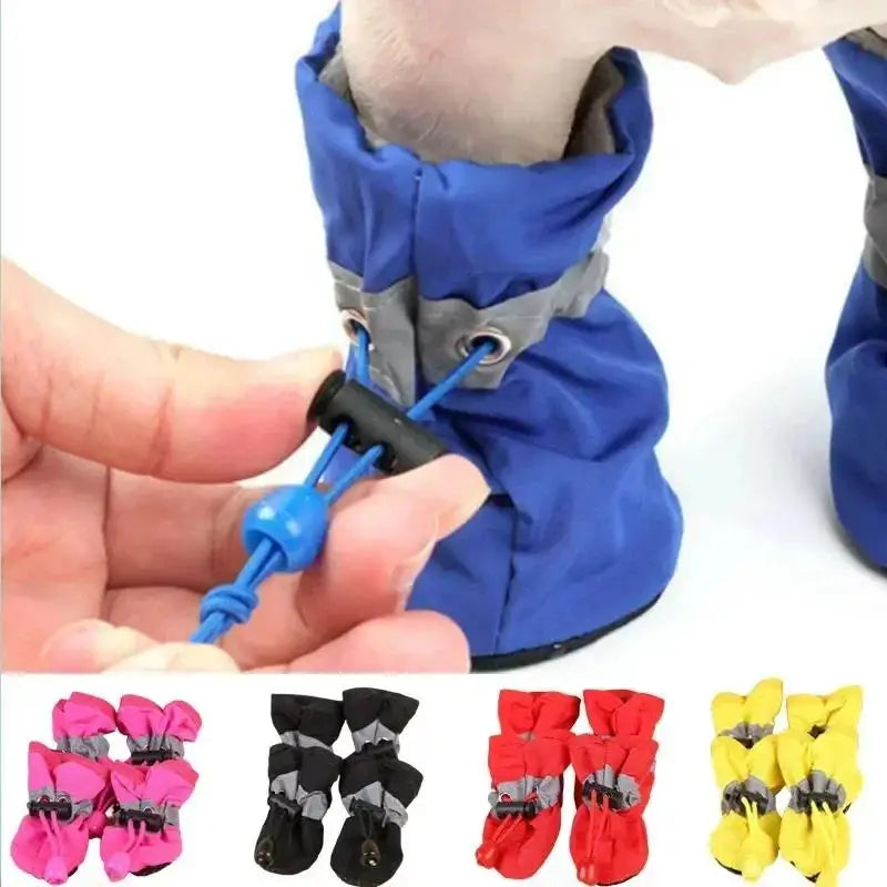 New 4pcs Waterproof Pet Dog Shoes Anti-slip Rain Snow Boot Thick Warm For Small Cats Dogs Puppy Socks Booties
