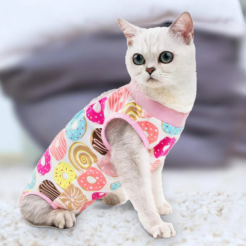 Pet Cat Weaning Cotton Clothes for Small Dog Sterilization Jumpsuit Anti-licking Surgery Recovery Care Suit Puppy Kitten Outfits