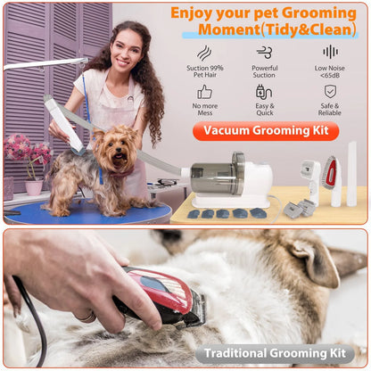 Pet Grooming Tools Vacuum Suction Electronic Pet Hair Professional Grooming Kit Clippers for Cats Dog Brush