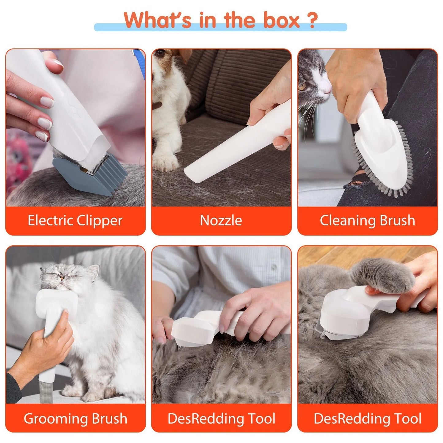 Pet Grooming Tools Vacuum Suction Electronic Pet Hair Professional Grooming Kit Clippers for Cats Dog Brush
