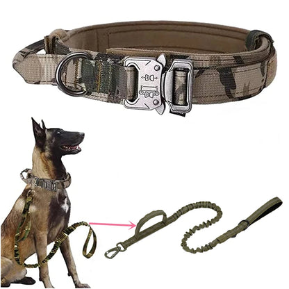 Military Tactical Dog Collar Leash Set Durable Pet Collar Retractable Leash Medium Large Dog German Shepherd Training Accessorie