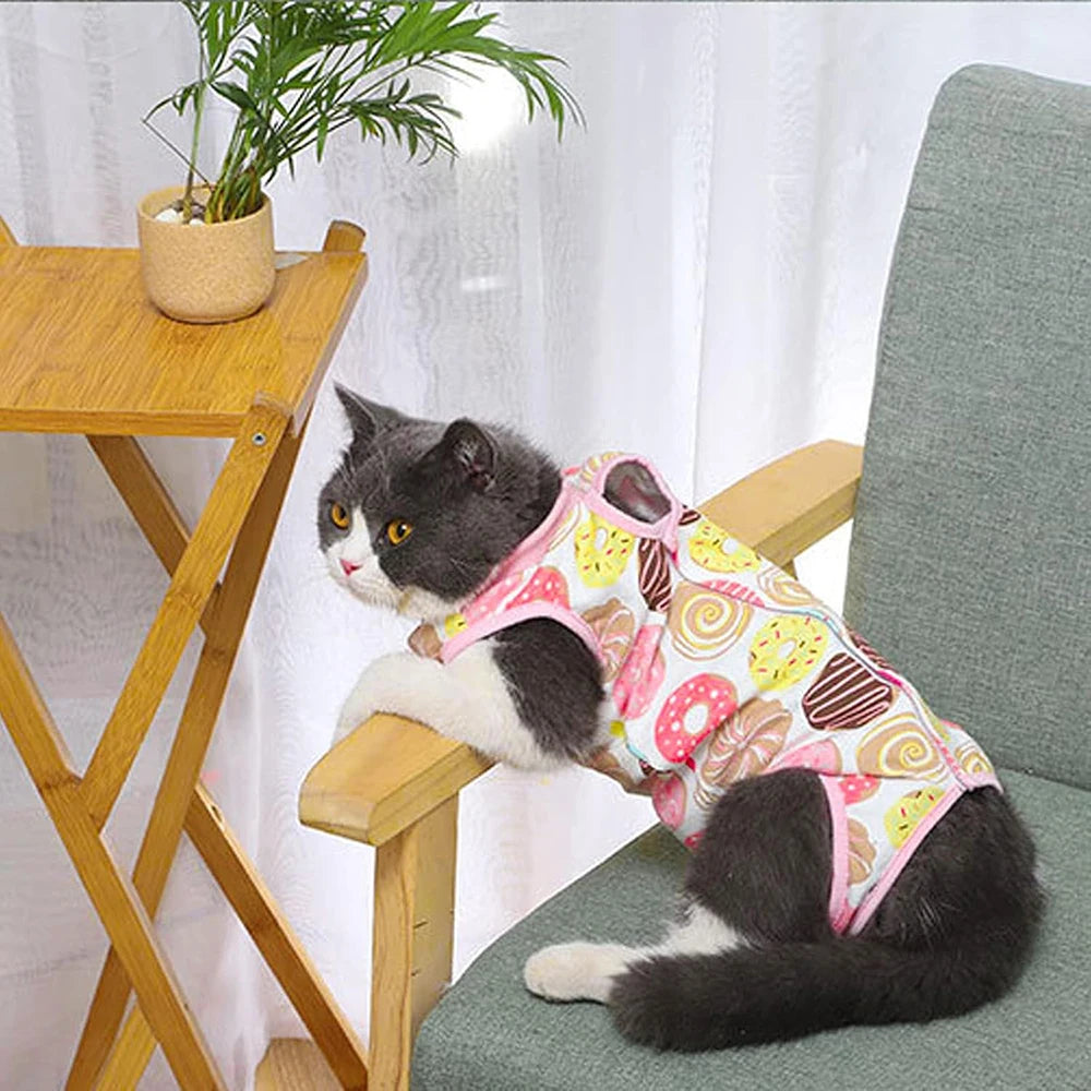 Pet Cat Weaning Cotton Clothes for Small Dog Sterilization Jumpsuit Anti-licking Surgery Recovery Care Suit Puppy Kitten Outfits