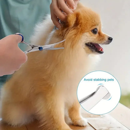 Premium Pet Grooming Scissors Safety Round Tip,  Scissors Portable Stainless Steel Shears For Dogs & Cats Pets Shears Supplies