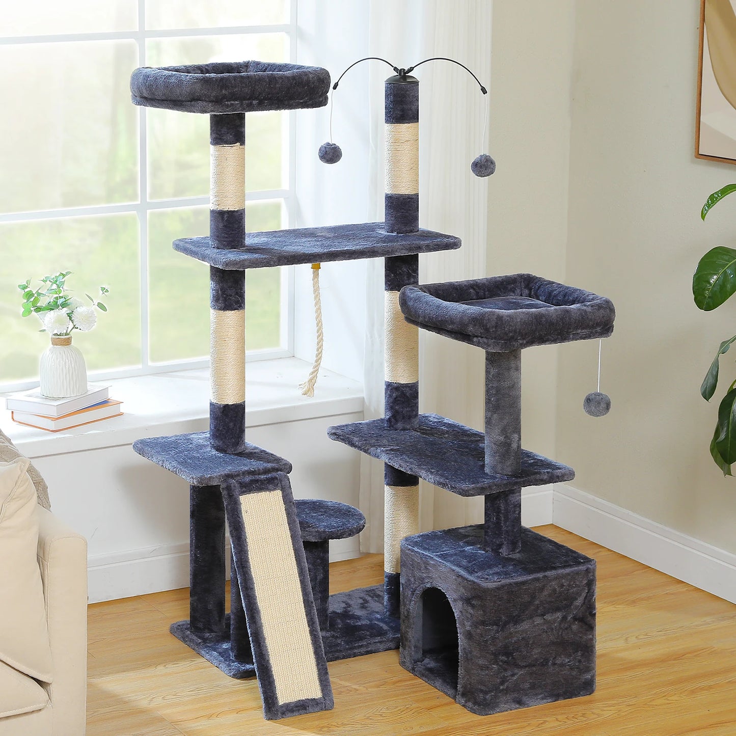 Multi-Level Cat Tree Tower with Sisal Scratching Posts and Pad Soft Top Perch Large Cat Condo for Indoor Cat Scratchers Cat Toys