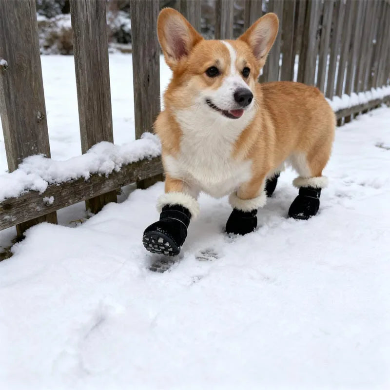 Warm Small Dog Snow Boots Waterproof Suede Paw Protectors Anti Skid Puppy Cat Booties Winter Shoes for Chihuahua Teddy