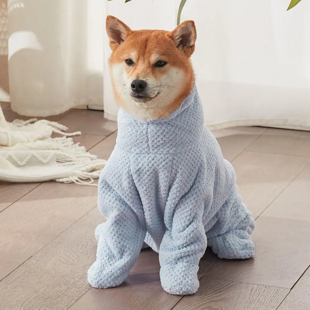Practical Absorbent Pet Bathing Clothes Full-Coverage Quick-Dry Dog Drying Coat Soft Thickened Pet Bathrobe Winter