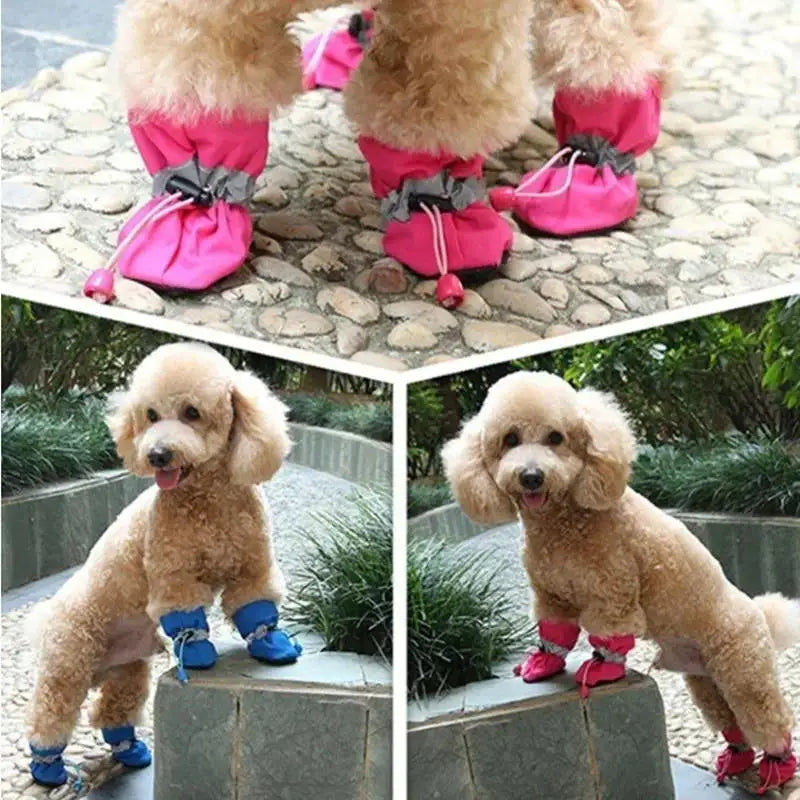 New 4pcs Waterproof Pet Dog Shoes Anti-slip Rain Snow Boot Thick Warm For Small Cats Dogs Puppy Socks Booties