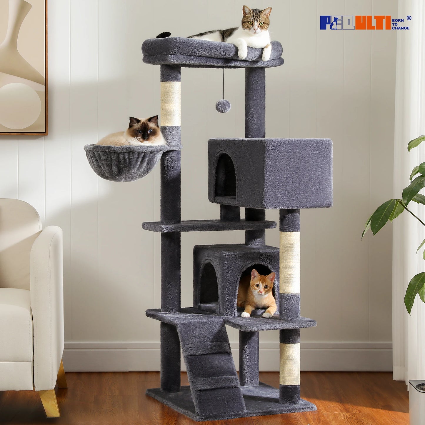 Cat Tree with Toy Cat Tower condo for Indoor Cats Cat House with Padded Plush Perch Cozy Hammock and Sisal Scratching Posts