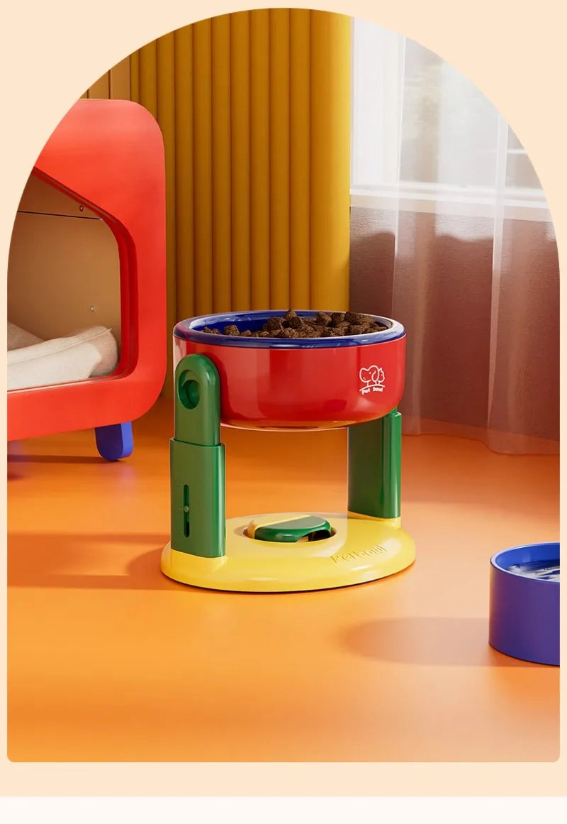 Pet Dog Bowl Lifted Lowered Neck Protection for Cats Dogs Water Bowl Oblique Suction Cup Pet Feeding Tool Dopamine Pet Products