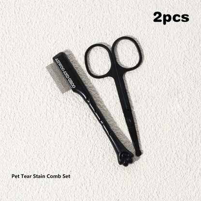 Pet Facial Cleaning Comb Set Remove Tear Stain Eye Droppings Cat Claw Comb Dog Hair Trimmer Scissors Pet Cleaning Accessories