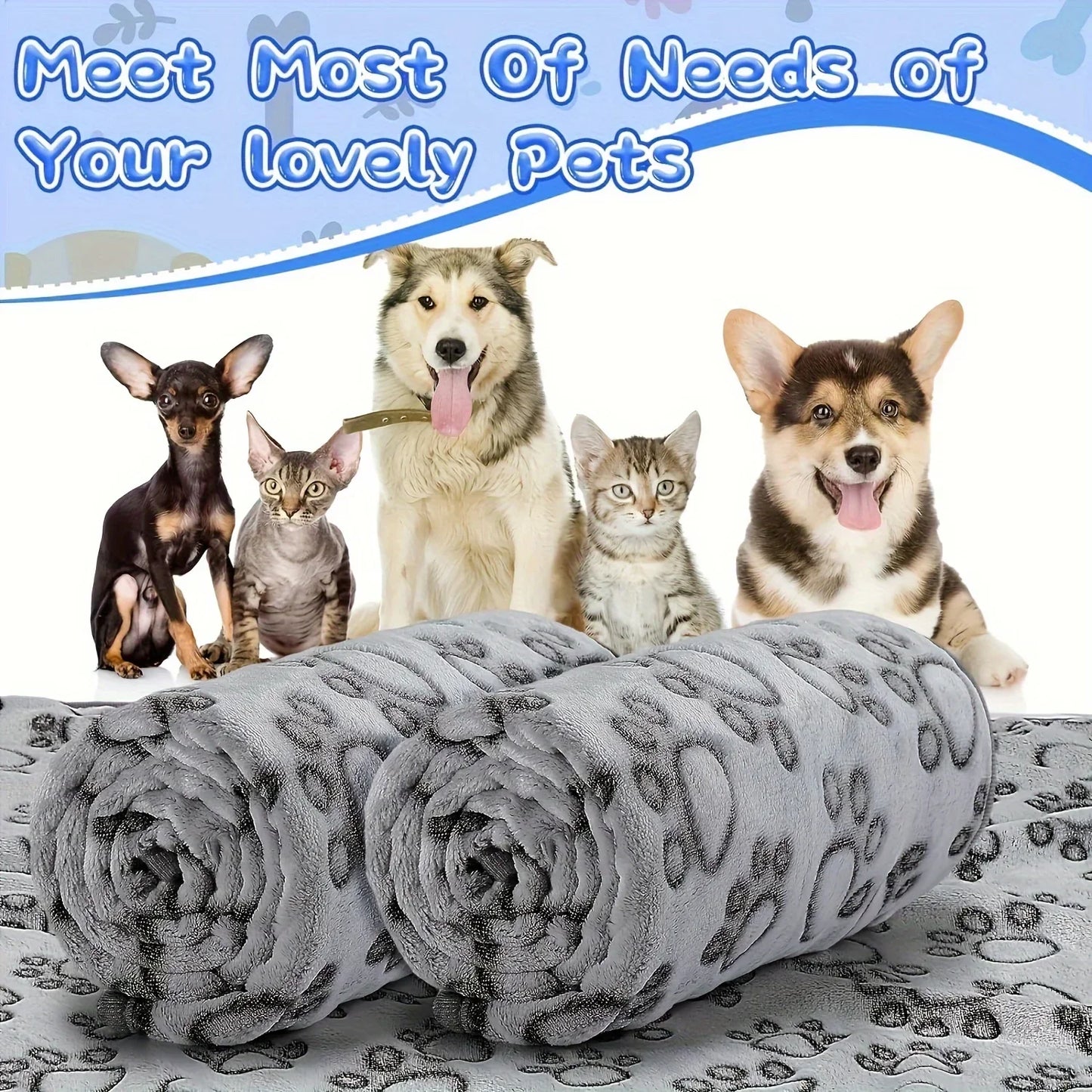 Ultra Soft Fluffy High Quality Pet Blanket Cute Cartoon Pattern Pet Mat Warm and Comfortable Blanket for Cat Dogs Cat Bath Towel